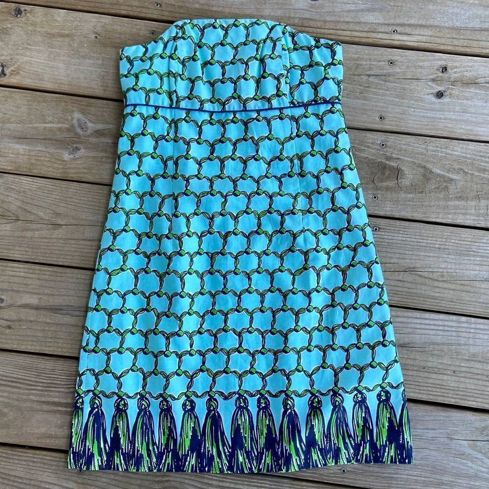 Lilly Pulitzer Bowen Tassel Strapless Dress Size 2